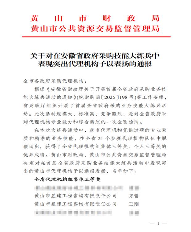 喜報(bào)！屯溪城建投公司參股企業(yè)昱建咨詢公司員工助力黃山代表隊(duì)斬獲省級(jí)大獎(jiǎng)